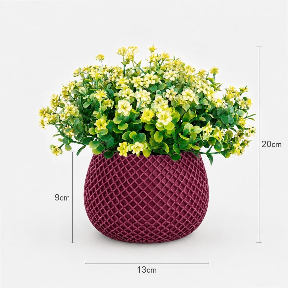 Arranjo Buquê Florzinha Amarela Permanente Vaso Treliça - Marsala - Imagem 3