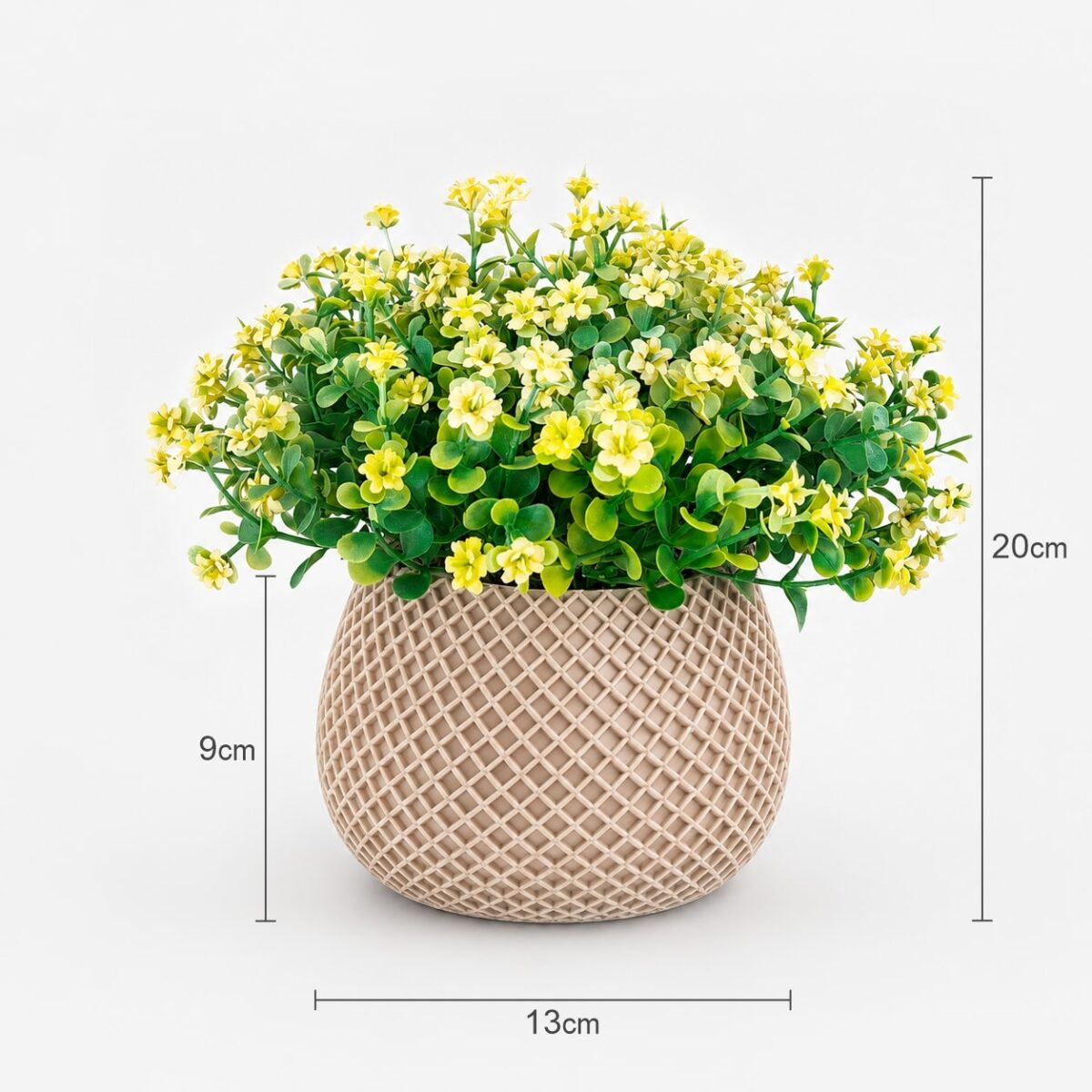 Arranjo Buquê Florzinha Amarela Permanente Vaso Treliça - Bege - Imagem 3
