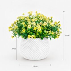 Arranjo Buquê Florzinha Amarela Permanente Vaso Treliça - Branco - Imagem 3