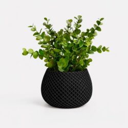 Arranjo de Eucalipto Permanente Verde Vaso Treliça - Preto